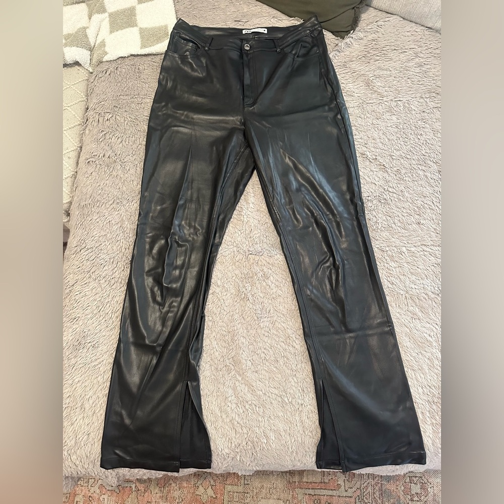 Black Faux Leather Pants